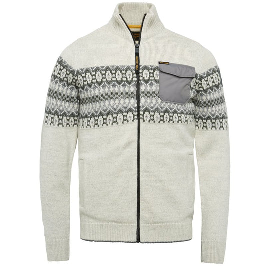 Zip jacket mixed cotton knit